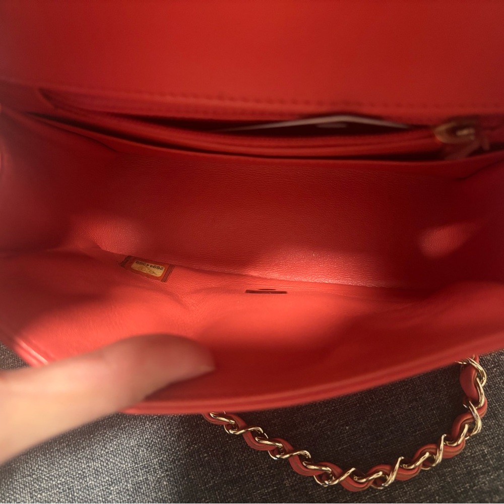 Chanel Red Chevron Mini Square Flap Bag - Picture 6 of 12